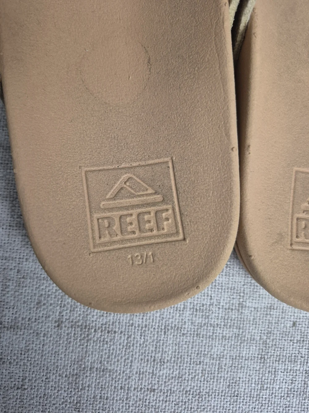 REEF Metallic Gold Two Strap Cushion Slide Sandals Size 13/1